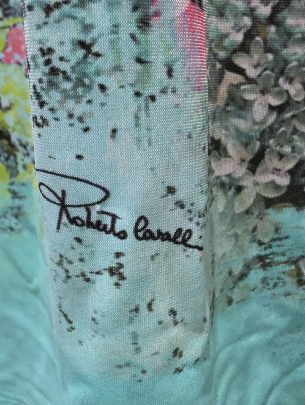 Roberto Cavalli Aqua Floral V-Neck Short Sleeve Tunic - Picture 3 of 9